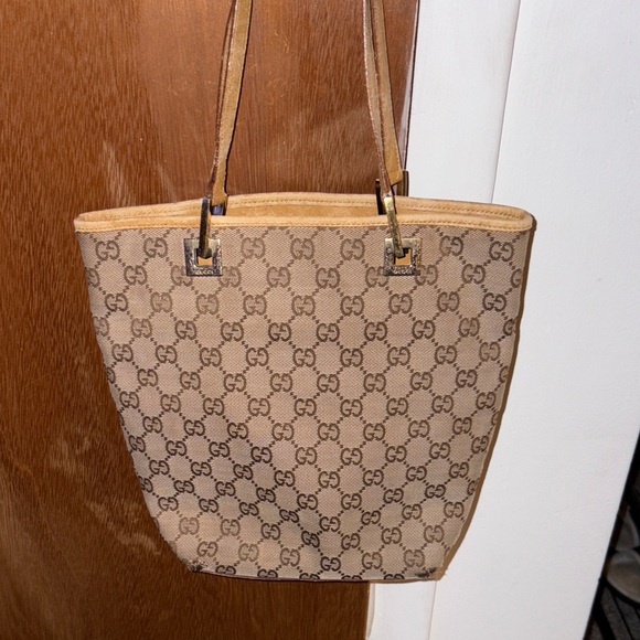 Gucci Handbags - Gucci Beige Monogram Tote Bag